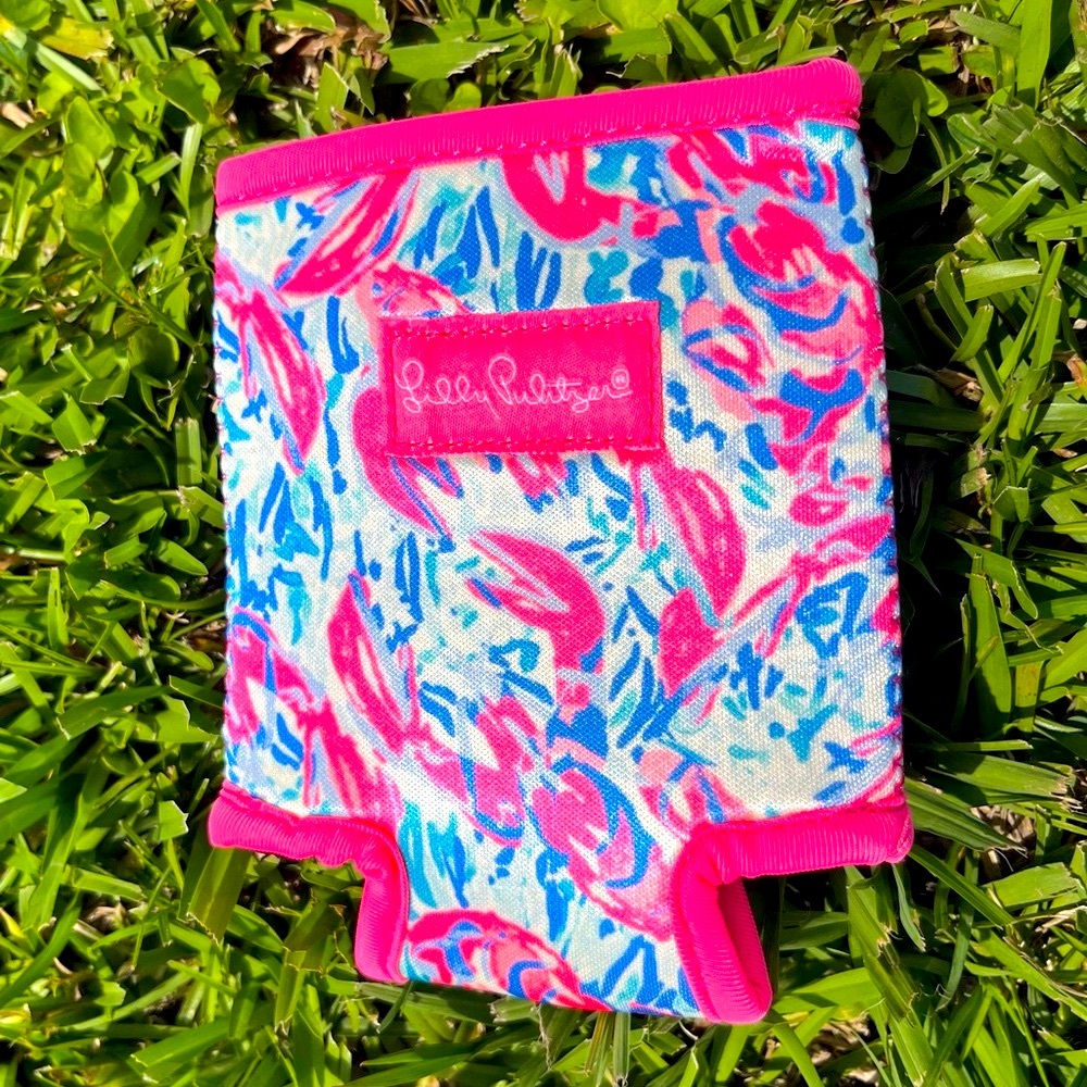Lilly Pulitzer Pink and Blue Patterned Can Cooler